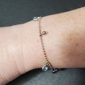 Avon silver tone bracelet with blue 8.75-9.5" anklet bracelet
